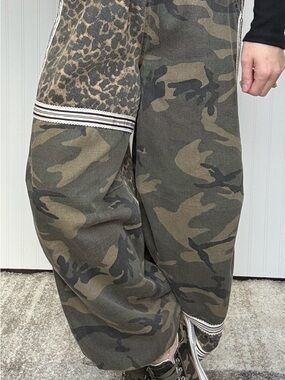 POL Women's Camo Track Joggers in Olive and Dark Green